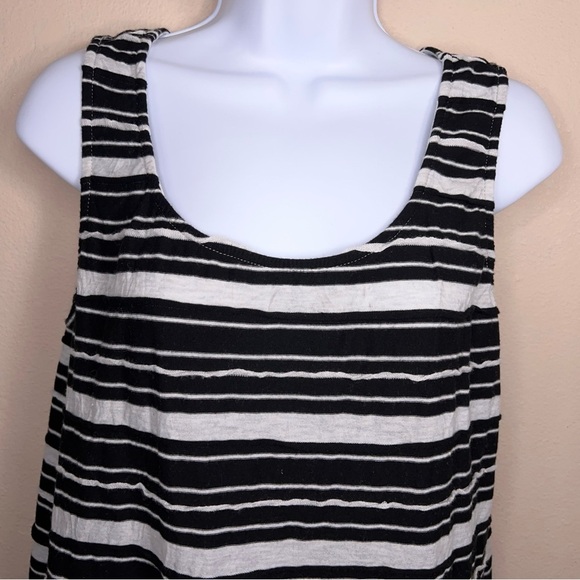 Medium Chalet Black White Layered Ruffle Sleeveless Tank Dress Shift Style - Picture 8 of 11